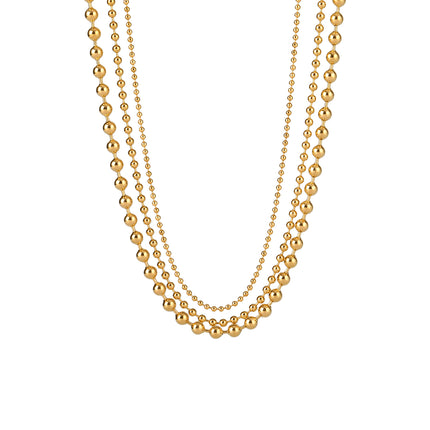 Collar De Cadena De Moda Multicapa De Cuentas Dorado De Lujo Leve De Estilo Neutro