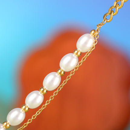 Collar De Perlas Con Colgante De Corazón De Concha Elegante De Moda