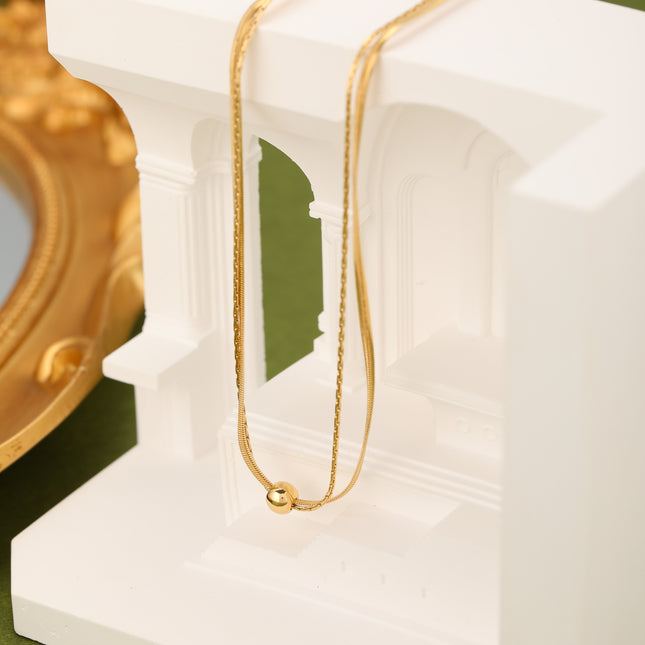 Collar Multicapa De Cadena De Serpiente Con Bolas De Acero Deslizantes De Acero Inoxidable