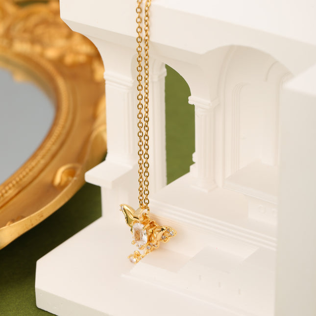 Collar De Moda Elegante Con Colgante De Mariposa De Diamante De Imitación