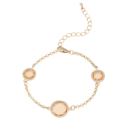 Pulsera De Cadena Con Cuentas Planas En Color Champán Elegante Para Mujer
