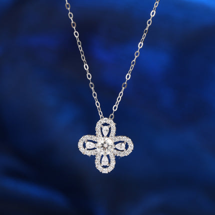 Collar Con Diseño De Trébol De Moissanita Y Plata 925 Moderna Y Elegante