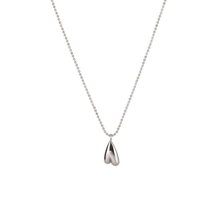 Collar De Acero Inoxidable De Cadena Sencilla De Bolas Con Colgante De Corazón Al Revés