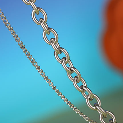 Collar De Cadena De Acero Inoxidable Con Diamantes En Forma De Relámpago Personalizada