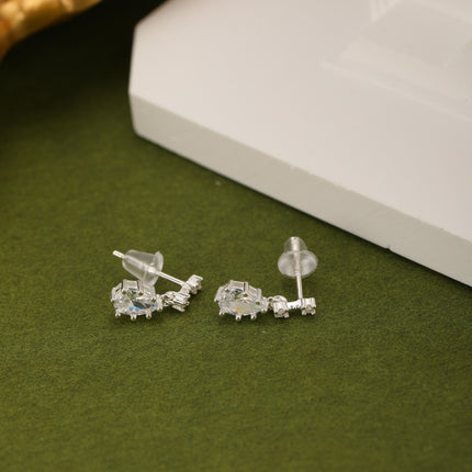 Pendientes Con Diseño De Gota De Agua  En Plata S925 Con Diamante
