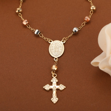 Pulsera De Mujer Con Tres Colores De Cuentas Y Dije De Espada En Cobre