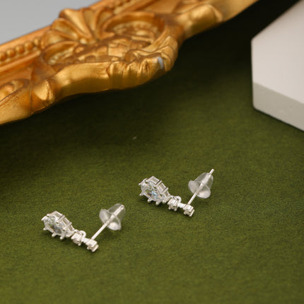 Pendientes Con Diseño De Gota De Agua  En Plata S925 Con Diamante