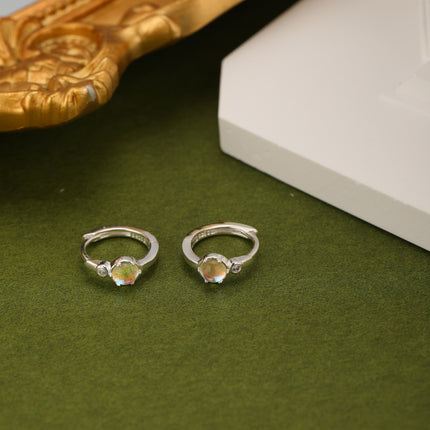 Pendientes Con Diseño De Aro Moderno Con Piedras De Colores En Plata S925