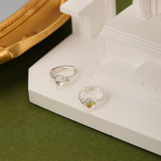 Pendientes Con Diseño De Aro Moderno Con Piedras De Colores En Plata S925