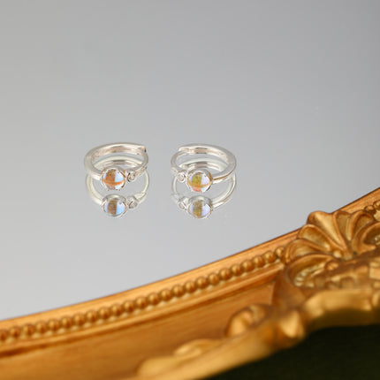 Pendientes Con Diseño De Aro Moderno Con Piedras De Colores En Plata S925