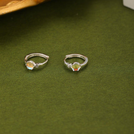 Pendientes Con Diseño De Aro Moderno Con Piedras De Colores En Plata S925