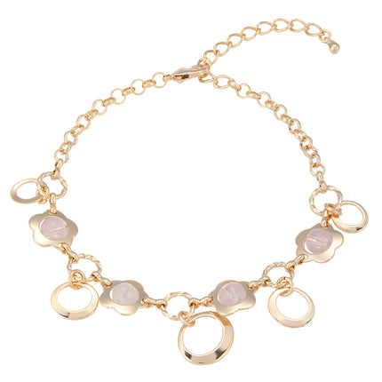 Pulsera De Cadena Con Perlas De Cristal Y Diseño De Pétalos Para Mujer