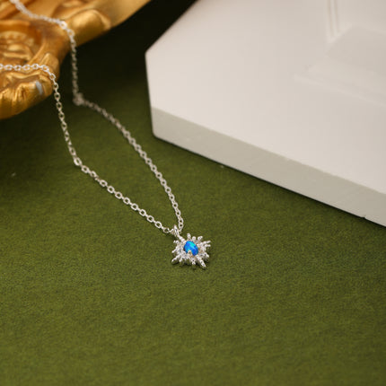 Collar Con Diseño De Estrella Y Zafiro Moda En Plata S925 Para Mujer