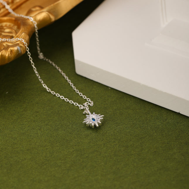 Collar Con Diseño De Estrella Y Zafiro Moda En Plata S925 Para Mujer