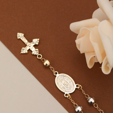 Pulsera De Mujer Con Tres Colores De Cuentas Y Dije De Espada En Cobre