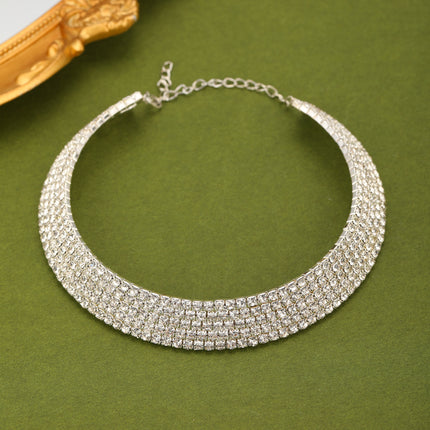 Conjunto De Collar, Aretes, Pulsera Y Anillo Con Diseño Hueco Y Diamantes De Imitación Para Novias Y Ceremonias