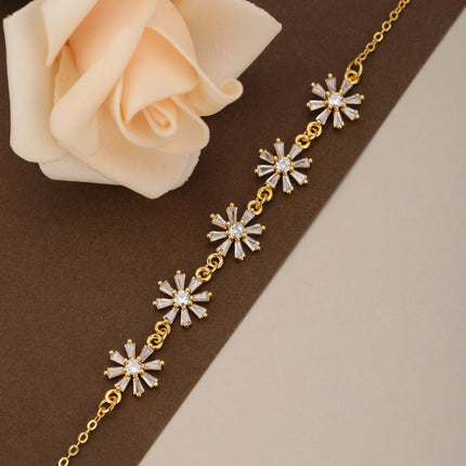 Pulsera De Cobre Con Cadena Sencilla Y Pequeñas Margaritas