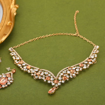 Conjunto De Collar Y Aretes De Aleación, Diseño De Gota Para Novias Y Ceremonias