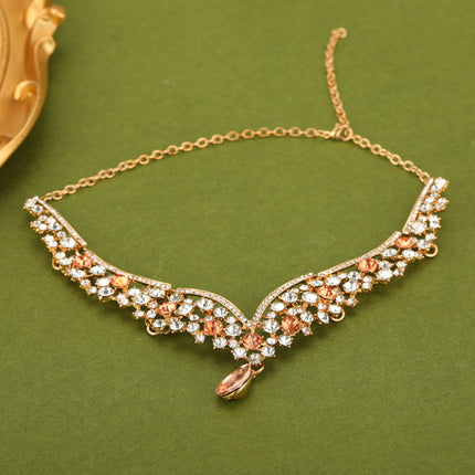 Conjunto De Collar Y Aretes De Aleación, Diseño De Gota Para Novias Y Ceremonias
