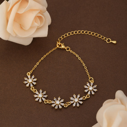 Pulsera De Cobre Con Cadena Sencilla Y Pequeñas Margaritas