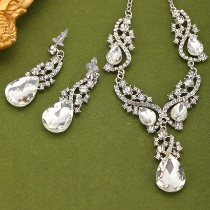 Conjunto De Collar Y Aretes Con Diseño Vintage Y Acabado De Aleación Para Novias Y Ceremonias