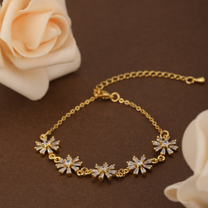 Pulsera De Cobre Con Cadena Sencilla Y Pequeñas Margaritas