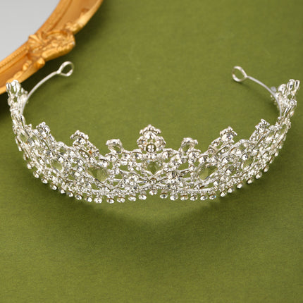 Conjunto De Collar, Aretes Y Corona De Boda Con Incrustaciones De Cristal Para Novias Y Ceremonias