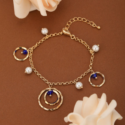 Pulsera De Cobre Con Colgantes En Forma De Aros Elegante Para Mujer