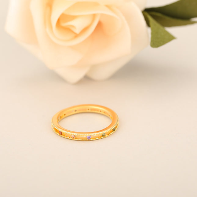 Anillo Con Diseño Geométrico Hueco Y Diamantes De Zirconia Colores De Cobre Chapado En Oro 14K