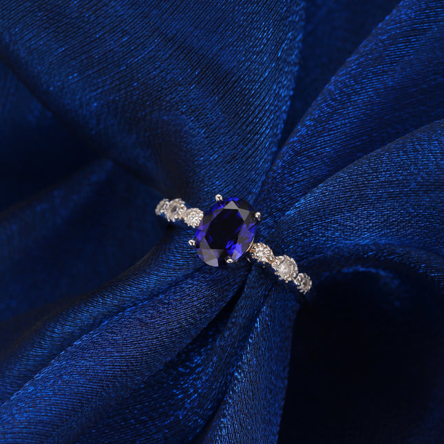 Anillo De Moissanita Con Diseño De Zafiro En Cuatro Garra De Plata 925