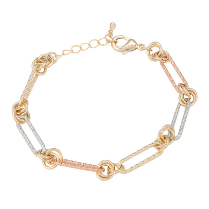 Pulsera Con Cadena De Rectángulos En Cobre, Diseño Elegante Para Mujer