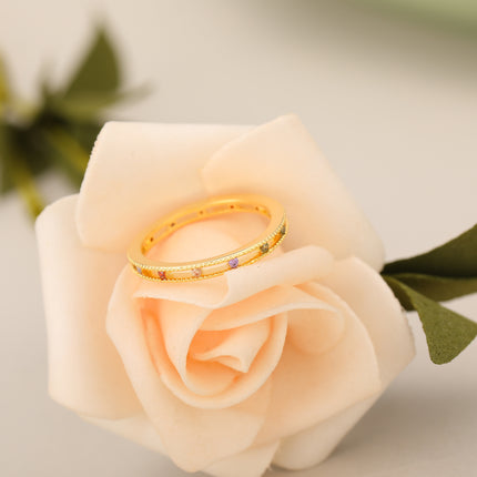 Anillo Con Diseño Geométrico Hueco Y Diamantes De Zirconia Colores De Cobre Chapado En Oro 14K