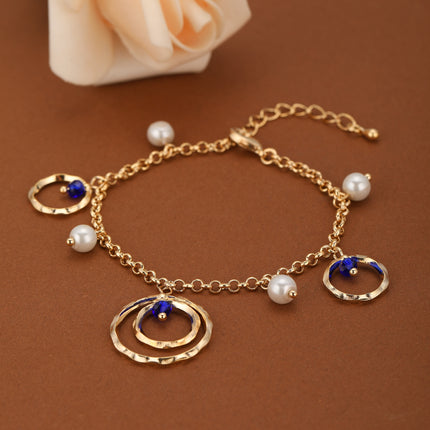 Pulsera De Cobre Con Colgantes En Forma De Aros Elegante Para Mujer