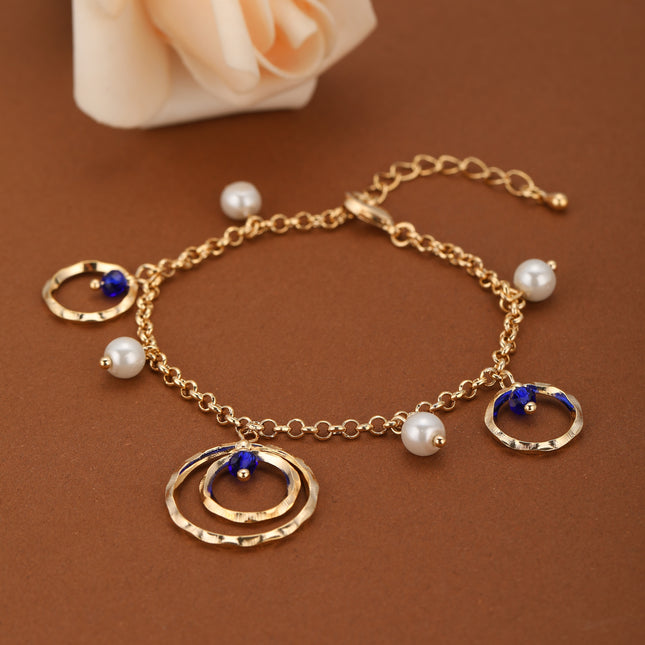 Pulsera De Cobre Con Colgantes En Forma De Aros Elegante Para Mujer