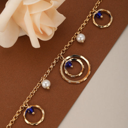 Pulsera De Cobre Con Colgantes En Forma De Aros Elegante Para Mujer