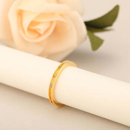 Anillo Con Diseño Geométrico Hueco Y Diamantes De Zirconia Colores De Cobre Chapado En Oro 14K