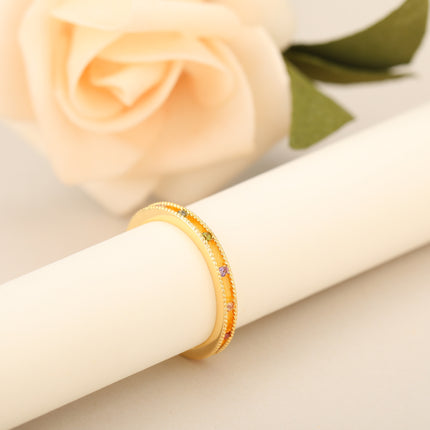 Anillo Con Diseño Geométrico Hueco Y Diamantes De Zirconia Colores De Cobre Chapado En Oro 14K