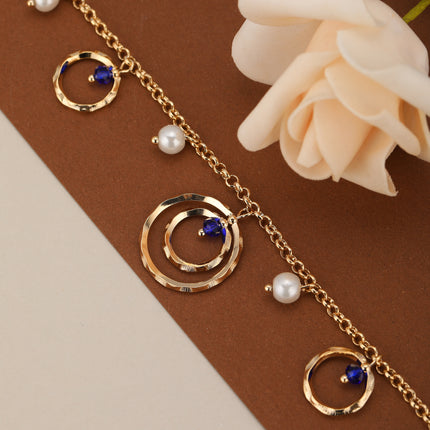 Pulsera De Cobre Con Colgantes En Forma De Aros Elegante Para Mujer