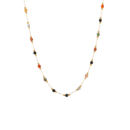 Collar Con Piedra Natural De Colores Y Separadores De Acero Inoxidable Chapado En Oro 14K