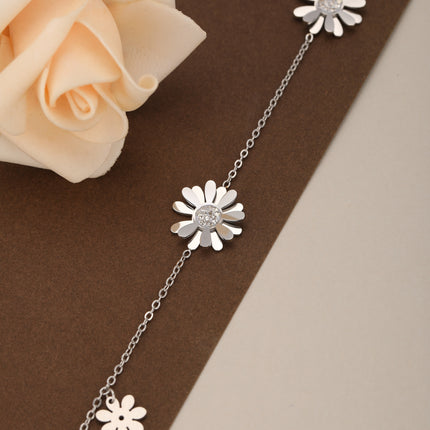 Pulsera De Cadena De Acero Inoxidable Con 3 Colgantes De Crisantemo