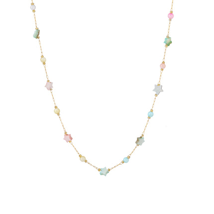 Collar Colorido De Acero Inoxidable Con Estrellas O Corazones O Flores De Concha De Estilo Étnico