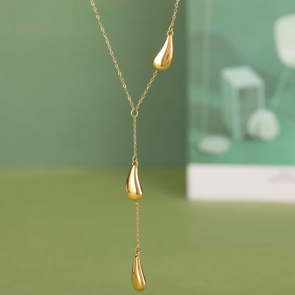 Collar Simple Con Colgante Largo En Forma De Gota De Agua Casual Clásico De Moda