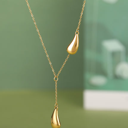 Collar Simple Con Colgante Largo En Forma De Gota De Agua Casual Clásico De Moda