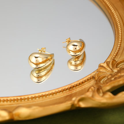 Aretes Cobre Chapado En Oro De 14K Estilo Simple Gotitas De Agua