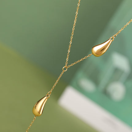 Collar Simple Con Colgante Largo En Forma De Gota De Agua Casual Clásico De Moda