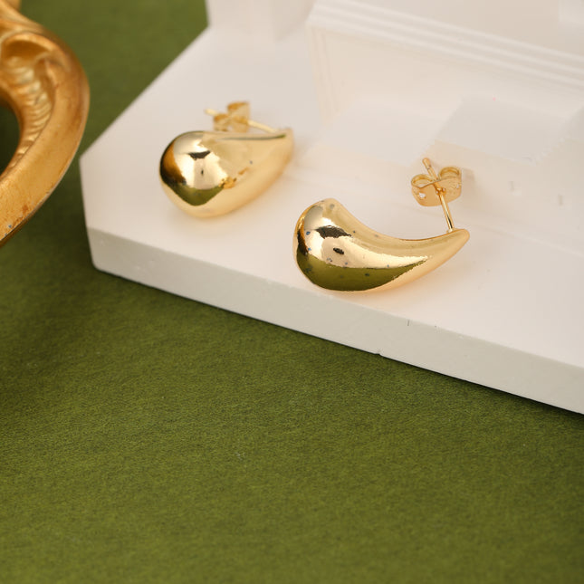Aretes Cobre Chapado En Oro De 14K Estilo Simple Gotitas De Agua