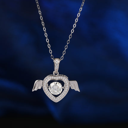 Collar Colgante De Ángel Con Moissanita De 1 Quilate En Plata 925