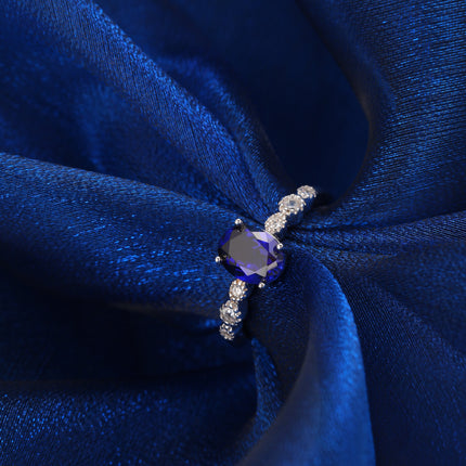 Anillo De Moissanita Con Diseño De Zafiro En Cuatro Garra De Plata 925