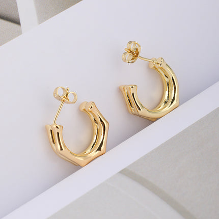 Aretes De Cobre En Oro De 14K Pendientes Simple Para Mujer