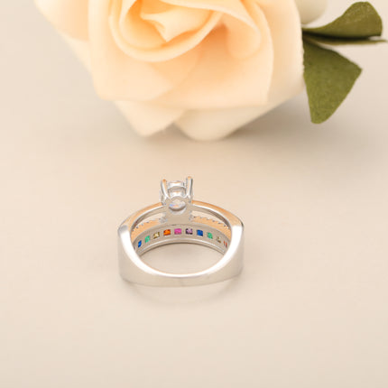 Anillo Con Diseño Multicapa Y Hueco Con Diamantes Zirconia De Cobre Chapado En Plata